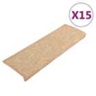 vidaXL Stair Mats Self-adhesive 15 pcs Light Brown 65x21x4 cm