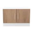 Welcome Furniture Ltd Worcester Compact 2 Door TV & Media Unit in Slat Effect & White - Ready Assembled