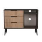 Welcome Furniture Ltd Hong Kong 3 Drawer TV Unit in Slat Effect & Graphite Black - Ready Assembled