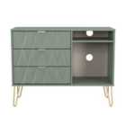 Welcome Furniture Ltd Diamond 3 Drawer TV Unit in Reed Green - Ready Assembled