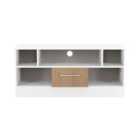 Welcome Furniture Ltd Worcester 1 Drawer TV & Media Unit in Slat Effect & White - Ready Assembled