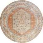 Livabliss Boka Round Machine Washable Traditionnal Boho Burnt Orange Area Rug (200 x 200 cm)