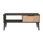 Welcome Furniture Ltd Hong Kong 1 Drawer Coffee Table in Slat Effect & Graphite Black - Ready Assembled