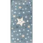 Livabliss Supermama Kids Machine Washable Blue/Beige Bedroom Area Rug (80 x 150 cm)
