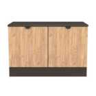 Welcome Furniture Ltd Bora Compact 2 Door TV & Media Unit in Gold Craft Oak & Graphite - Ready Assembled