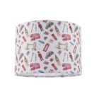 Happy Homewares London Themed Cotton Lamp Shade with Red Buses Post Boxes Black Taxis