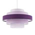Happy Homewares Five Tier Pendant Shade with Various Purple and Lilac Cotton Rings