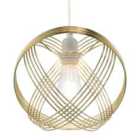 Happy Homewares Polished Plated Gold Spherical Pendant Light Shade with 4-Ring Design