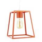 Happy Homewares Industrial Lantern Lamp Shade in Orange with Square Top and Bottom