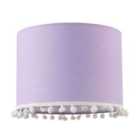 Happy Homewares Cute and Modern Lilac Cotton 10'' Lamp Shade with White Woolly Pom Poms
