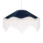 Happy Homewares Ornate Victorian Shape Pendant Light Shade In Midnight Blue Velvet