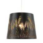 Happy Homewares Corn Field and Grass Laser Cut Black Pendant Shade with Gold Inner