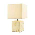 Happy Homewares Designer Square Ceramic Table Lamp with Gold Marble Effect Finish