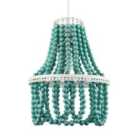 Happy Homewares Shabby Chic Ornate Chandelier Pendant Shade with Round Duck Egg Pearls