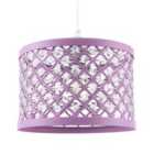 Happy Homewares Modern Ornate Lavender Lilac Pendant Shade with Clear Acrylic Beads