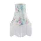 Happy Homewares Victorian Styled Vintage Tall Teal and Green Lampshade with Pink Roses