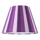 Happy Homewares Multi Purple Tone Striped Linen Coolie Lamp Shade with Cotton Inner