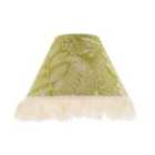 Happy Homewares Olive Green Jacquard Linen Floral Coolie Lamp Shade with White Tassels
