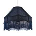 Happy Homewares Classic Victorian Style Empire Pendant Shade In Midnight Blue Fabric