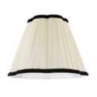 Happy Homewares Ivory White Victorian Pleated Faux Silk Lamp Shade with Black Trims