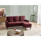Beliani Sofa 3 Seater AVESTA Fabric Burgundy with Ottoman