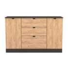 Welcome Furniture Ltd Bora 2 Door 3 Drawer Sideboard in Gold Craft Oak & Graphite - Ready Assembled