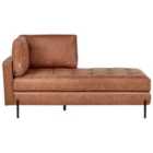 Beliani Left Hand Faux Leather Chaise Lounge Golden Brown Rebais