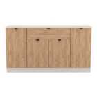 Welcome Furniture Ltd Bora 4 Door 1 Drawer Wide Sideboard in Gold Craft Oak & Kashmir - Ready Assembled