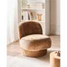 Beliani Swivel Armchair AYLO Chenille Golden Brown