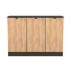 Welcome Furniture Ltd Bora 3 Door Sideboard in Gold Craft Oak & Graphite - Ready Assembled