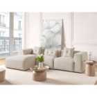 Beliani Corner Sofa 3 Seater DOLVA Fabric Light Beige Right Hand