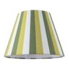 Happy Homewares Multi Green Tone Striped Linen Coolie Lamp Shade with Cotton Inner