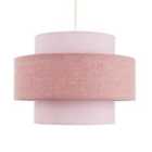 Happy Homewares Modern Soft Pink Herringbone Linen Triple Tier Design Pendant Shade