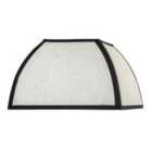 Happy Homewares Vintage Victorian Square Lamp Shade in Oatmeal Linen and Black Trim