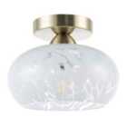Happy Homewares Antique Brass Ceiling Light Fitting with White Snowflake Glass Shade