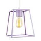 Happy Homewares Industrial Lantern Lamp Shade in Soft Lilac with Square Top and Bottom