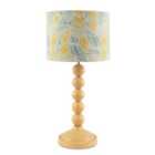 Happy Homewares Chic Yellow Table Lamp with Graphic Style Multi Colour Fabric Shade