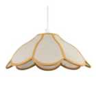 Happy Homewares Classic Natural Linen Pendant Ceiling Shade with Taupe Cotton Trim