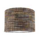 Happy Homewares Vintage Lined Linen Fabric Lamp Shade in Mustard Burgundy and Grey
