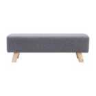 Living and Home Dark Grey 81Cm Wide Rectangular Linen Ottoman Footstool Wooden Legs