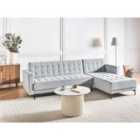 Beliani Modular Corner Sofa Bed 4 Seater ABERDEEN Velvet Light Grey Left Hand