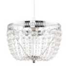 Happy Homewares Traditional Vintage Chrome Pendant Lighting Shade with Clear Acrylic