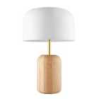 Happy Homewares Modern Designer Wooden Table Lamp with White Gloss Domed Metal Shade