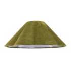 Happy Homewares Olive Green Velvet Fabric Empire Lamp Shade with Elegant Scallop Edges