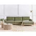 Beliani Corner Sofa 4 Seater SIGGARD Corduroy Green Left Hand