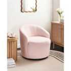 Beliani Swivel Armchair DAVIK Boucle Pastel Pink