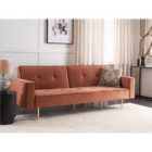 Beliani Sofa Bed 3 Seater VISNES Velvet Golden Brown