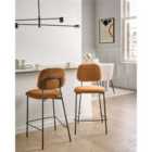 Beliani Set of 2 Bar Chairs DUETTE Velvet Golden Brown