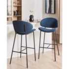 Beliani Set of 2 Bar Chairs KIANA Navy Blue