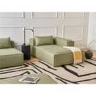 Beliani Left-Hand Chaise Lounge BRANDE Fabric Light Green
